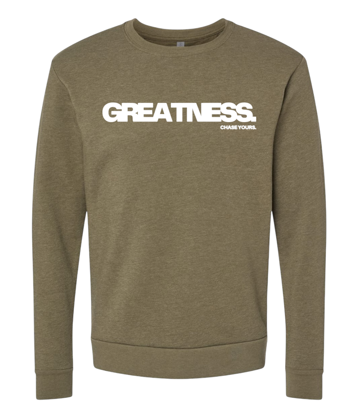 “GREATNESS.” Crew Neck - Heather Military