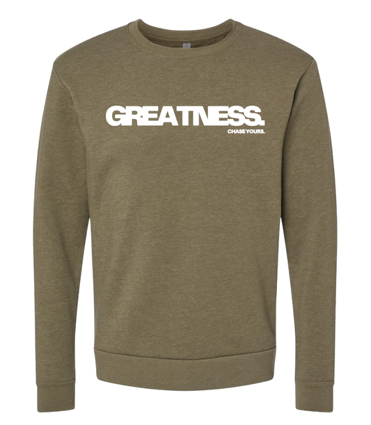 “GREATNESS.” Crew Neck - Heather Military